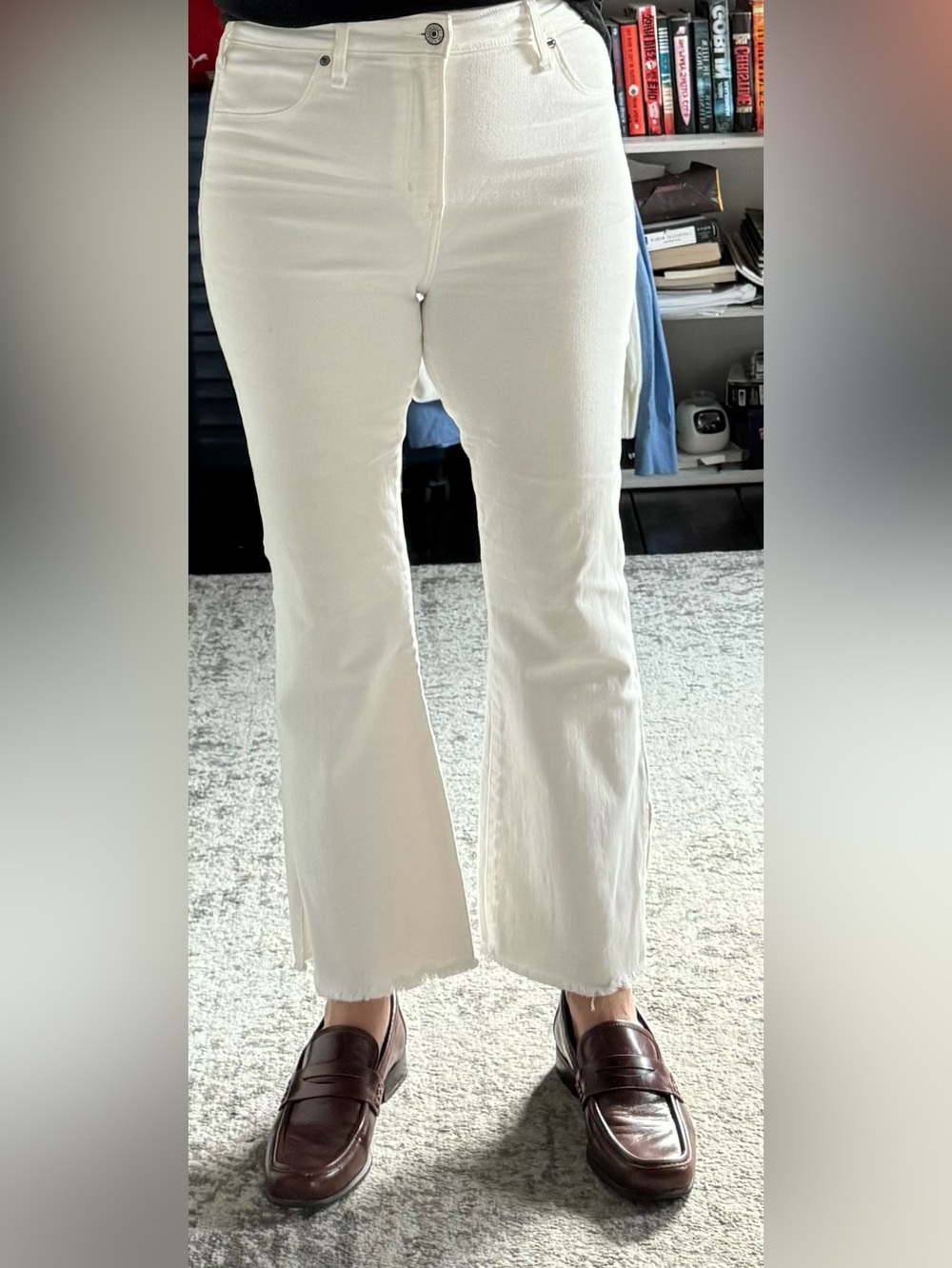 Abercrombie Simone High Rise Ankle Flare Jeans White 29 8R Raw Hem